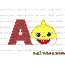 Baby Shark Head Applique Embroidery Design With Alphabet A