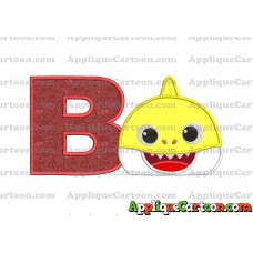 Baby Shark Head Applique Embroidery Design With Alphabet B