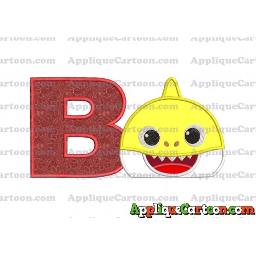 Baby Shark Head Applique Embroidery Design With Alphabet B
