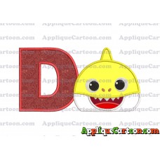 Baby Shark Head Applique Embroidery Design With Alphabet D
