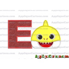Baby Shark Head Applique Embroidery Design With Alphabet E