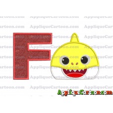 Baby Shark Head Applique Embroidery Design With Alphabet F