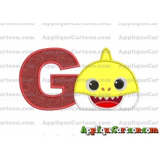 Baby Shark Head Applique Embroidery Design With Alphabet G