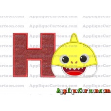 Baby Shark Head Applique Embroidery Design With Alphabet H
