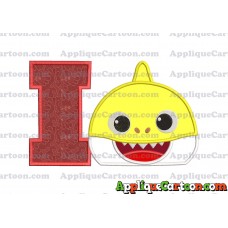 Baby Shark Head Applique Embroidery Design With Alphabet I