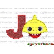 Baby Shark Head Applique Embroidery Design With Alphabet J