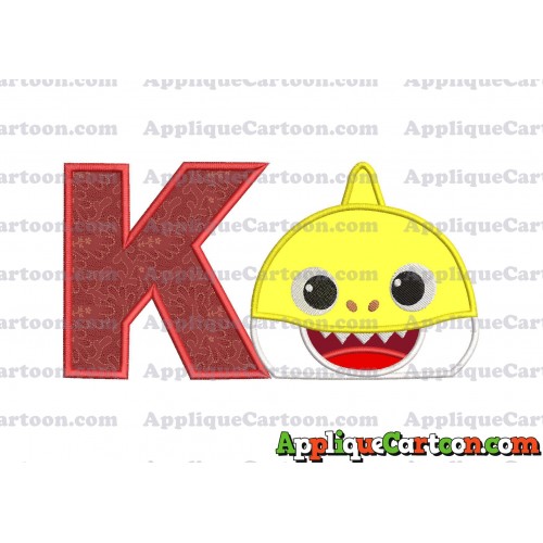 Baby Shark Head Applique Embroidery Design With Alphabet K