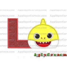Baby Shark Head Applique Embroidery Design With Alphabet L