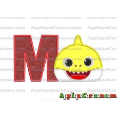 Baby Shark Head Applique Embroidery Design With Alphabet M