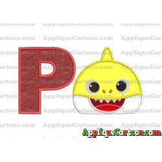 Baby Shark Head Applique Embroidery Design With Alphabet P