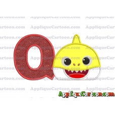 Baby Shark Head Applique Embroidery Design With Alphabet Q