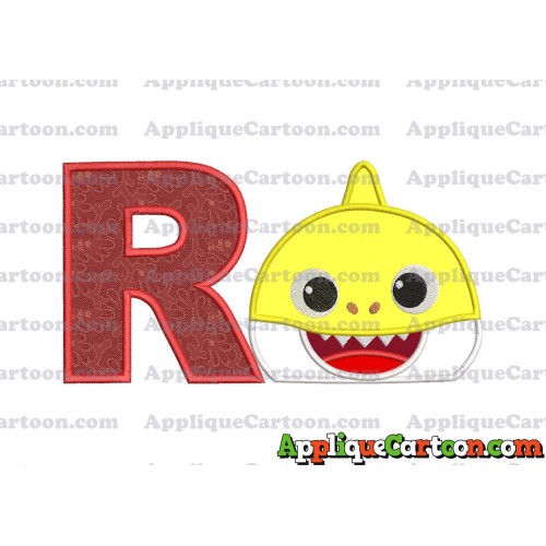 Baby Shark Head Applique Embroidery Design With Alphabet R