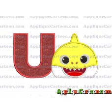 Baby Shark Head Applique Embroidery Design With Alphabet U