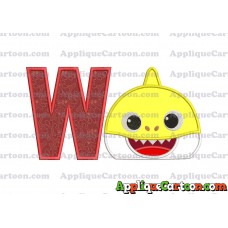Baby Shark Head Applique Embroidery Design With Alphabet W