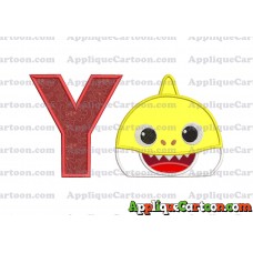 Baby Shark Head Applique Embroidery Design With Alphabet Y