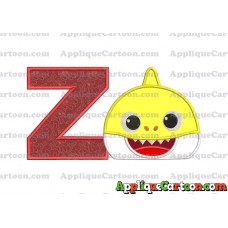 Baby Shark Head Applique Embroidery Design With Alphabet Z