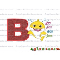 Baby Shark doo doo doo doo Applique Embroidery Design With Alphabet B
