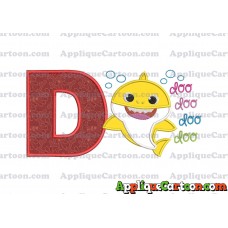 Baby Shark doo doo doo doo Applique Embroidery Design With Alphabet D