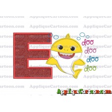Baby Shark doo doo doo doo Applique Embroidery Design With Alphabet E