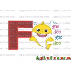 Baby Shark doo doo doo doo Applique Embroidery Design With Alphabet F