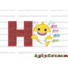 Baby Shark doo doo doo doo Applique Embroidery Design With Alphabet H