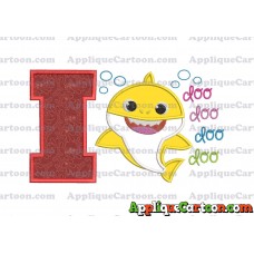 Baby Shark doo doo doo doo Applique Embroidery Design With Alphabet I