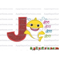 Baby Shark doo doo doo doo Applique Embroidery Design With Alphabet J