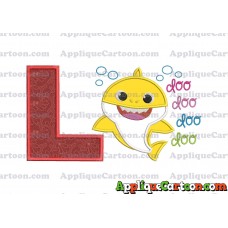 Baby Shark doo doo doo doo Applique Embroidery Design With Alphabet L