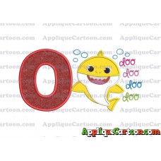 Baby Shark doo doo doo doo Applique Embroidery Design With Alphabet O