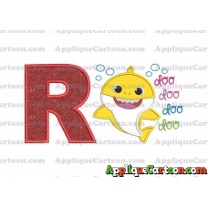 Baby Shark doo doo doo doo Applique Embroidery Design With Alphabet R