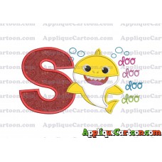 Baby Shark doo doo doo doo Applique Embroidery Design With Alphabet S