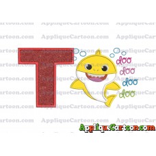 Baby Shark doo doo doo doo Applique Embroidery Design With Alphabet T