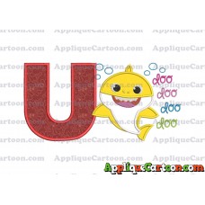 Baby Shark doo doo doo doo Applique Embroidery Design With Alphabet U