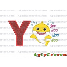 Baby Shark doo doo doo doo Applique Embroidery Design With Alphabet Y