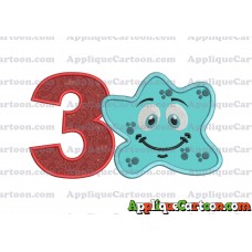 Bacteria Applique Embroidery Design Birthday Number 3