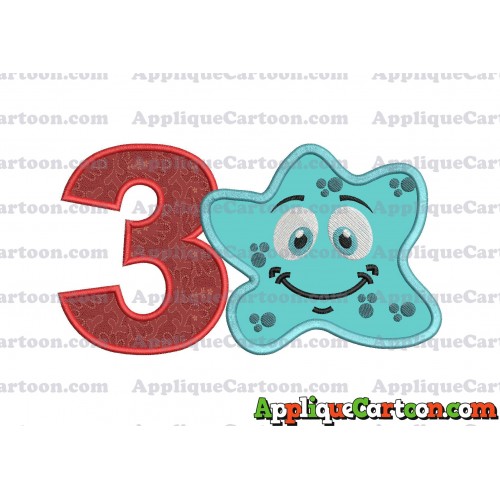 Bacteria Applique Embroidery Design Birthday Number 3