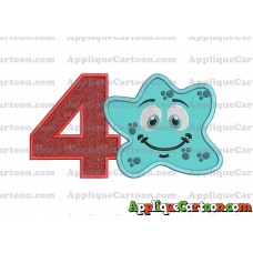 Bacteria Applique Embroidery Design Birthday Number 4