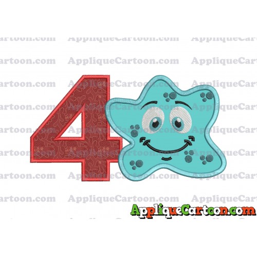Bacteria Applique Embroidery Design Birthday Number 4