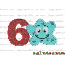 Bacteria Applique Embroidery Design Birthday Number 6