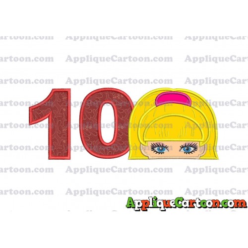 Barbie Applique Embroidery Design Birthday Number 10