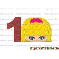 Barbie Applique Embroidery Design Birthday Number 1