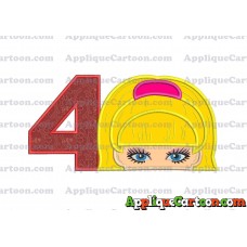 Barbie Applique Embroidery Design Birthday Number 4