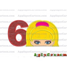 Barbie Applique Embroidery Design Birthday Number 6