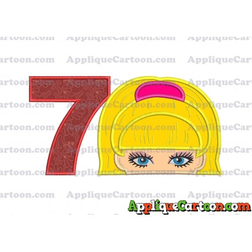 Barbie Applique Embroidery Design Birthday Number 7