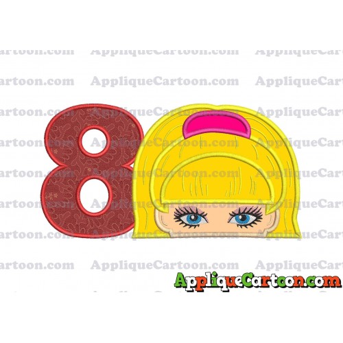 Barbie Applique Embroidery Design Birthday Number 8