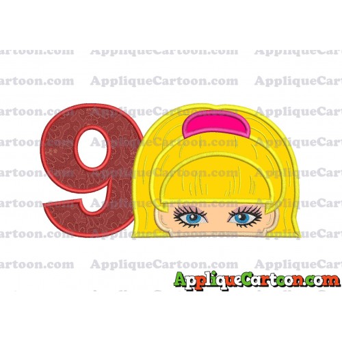 Barbie Applique Embroidery Design Birthday Number 9