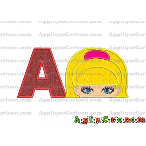 Barbie Applique Embroidery Design With Alphabet A