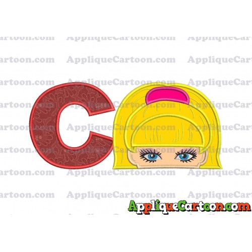 Barbie Applique Embroidery Design With Alphabet C