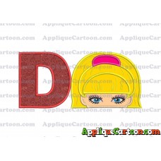 Barbie Applique Embroidery Design With Alphabet D