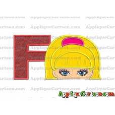 Barbie Applique Embroidery Design With Alphabet F